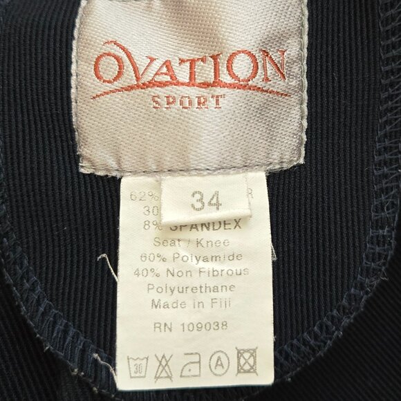 Ovation Drawstring Pull On Breeches Women's Blue Cord Texture Riding Pants 34 - Picture 5 of 6